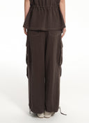 Draped Cargo Drawstring Trousers