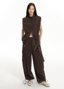 Draped Cargo Drawstring Trousers