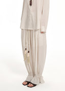 Stripe Gathered Tapered Pants