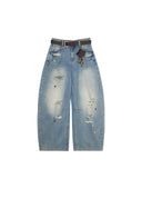 Beaded Distressed Loose Jeans