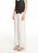 Waist-pack detail cuffed wide-leg jeans