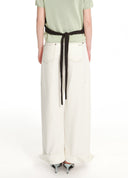 Waist-pack detail cuffed wide-leg jeans