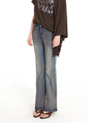 Vintage-washed slight flare jeans