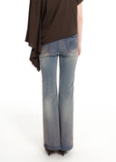 Vintage-washed slight flare jeans
