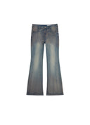 Vintage-washed slight flare jeans