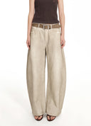 Art-washed wide-leg denim pants