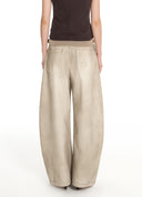 Art-washed wide-leg denim pants