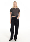High-Waist Panel Slim Pants