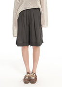 Pleated Drawstring Tapered Pants