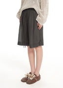 Pleated Drawstring Tapered Pants