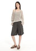 Pleated Drawstring Tapered Pants