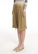 Pleated Drawstring Tapered Pants