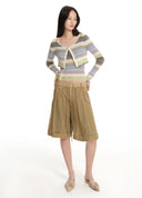 Pleated Drawstring Tapered Pants