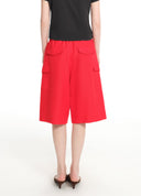 Equestrian red A-line shorts with woven belt detail