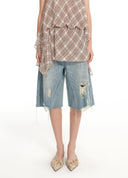 Vintage-washed multi-tech capri pants