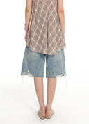 Vintage-washed multi-tech capri pants