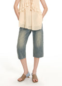 Vintage Washed Fitted Denim Jorts
