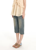 Vintage Washed Fitted Denim Jorts