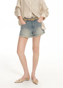 Frayed-Hem Denim Shorts