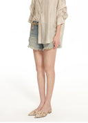 Frayed-Hem Denim Shorts