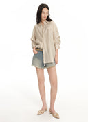 Frayed-Hem Denim Shorts
