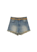 Frayed-Hem Denim Shorts