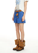 Woven Belt Denim Shorts