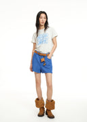 Woven Belt Denim Shorts