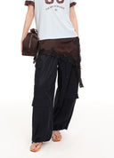 Drawstring Multi-Pocket Wide-Leg Pants