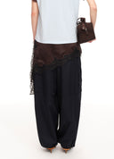 Drawstring Multi-Pocket Wide-Leg Pants