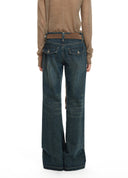 Vintage-Wash Flared Jeans