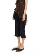 Split-Hem Flared Capri Jeans