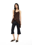 Split-Hem Flared Capri Jeans