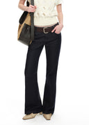 Split-Hem Raw Denim Flared Jeans