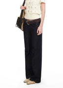 Split-Hem Raw Denim Flared Jeans