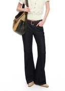 Split-Hem Raw Denim Flared Jeans
