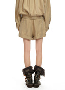 Khaki Sandwashed Cupro Shorts