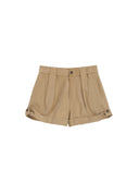 Khaki Sandwashed Cupro Shorts