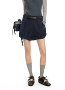 Navy Sandwashed Cupro Shorts