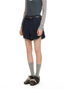 Navy Sandwashed Cupro Shorts
