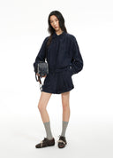Navy Sandwashed Cupro Shorts