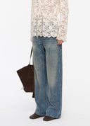 Crystal-Embellished Washed Jeans