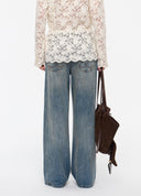 Crystal-Embellished Washed Jeans