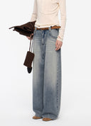 Crystal-Embellished Wide-Leg Jeans