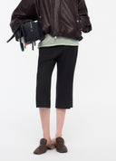 Dark Grey Low-Rise Flared Trousers