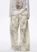Snake-Print Wide-Leg Jeans