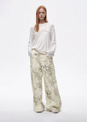 Snake-Print Wide-Leg Jeans