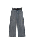 Studded Washed Blue Jeans