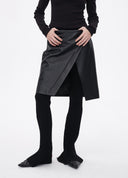 Embossed Leather-Panel Flared Trousers