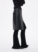 Embossed Leather-Panel Flared Trousers